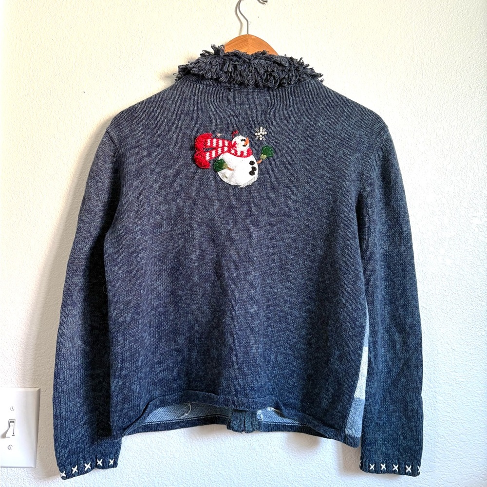Vintage Heirloom Collectibles Snowman Christmas Zip Up Sweater - Picture 2 of 3